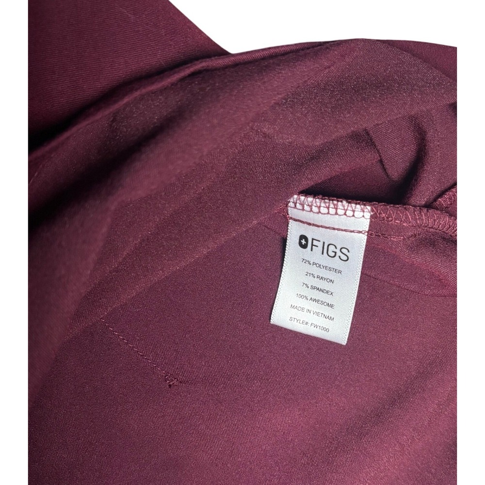 FIGS Catarina Burgundy One-Pocket Scrubs Top Womens Size XS - Picture 5 of 7